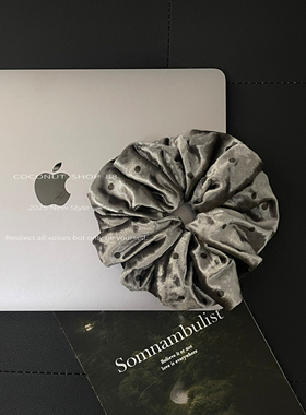 COCONUT 高级感法式银色复古波点丝绒发圈韩国小众设计氛围感发饰