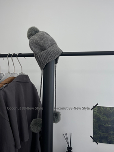 Coconut韩国进口秋冬新款毛球护耳针织帽女保暖防寒雷锋百搭帽子