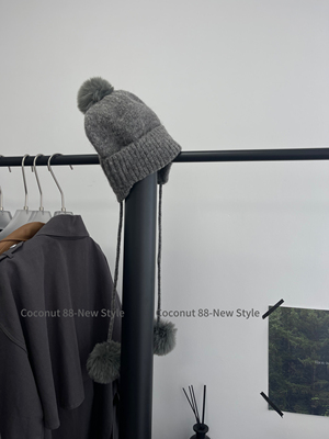 Coconut韩国进口秋冬新款毛球护耳针织帽女保暖防寒雷锋百搭帽子