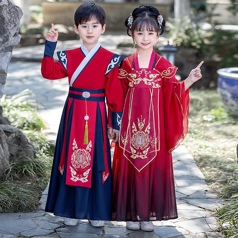 汉服男童2026新款儿童古装国学服唐装古风帅气演出服款女童春秋季