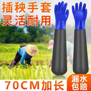 种田插秧手套栽秧专用水田防水防滑插稻秧长款播秧插水稻胶皮载稻