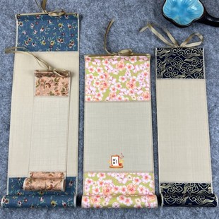 泾文绢布挂轴熟绢小楷工笔没骨小卷轴定制真丝绢布仿宋锦烟灰色绢