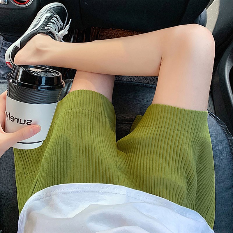 孕妇短裤夏季薄款外穿时尚宽松托腹直筒绿色褶P皱运动阔腿裤子潮