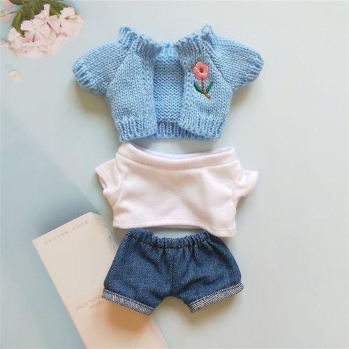 20cm厘米娃衣棉花娃娃衣服公仔蓝色开衫套装玩具布娃娃替换装现货