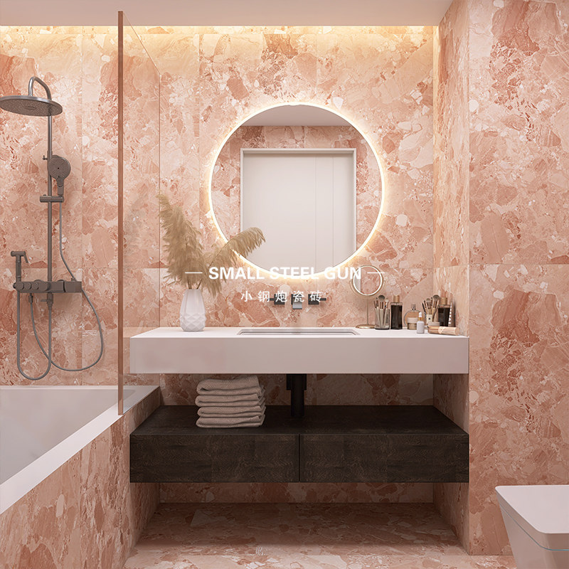 粉色大颗粒水磨石600x1200化妆室瓷砖 浴室阳台厨房壁砖工装地砖,家装主材,水磨石砖,淘宝优惠券,粉丝福利购,淘宝优惠卷