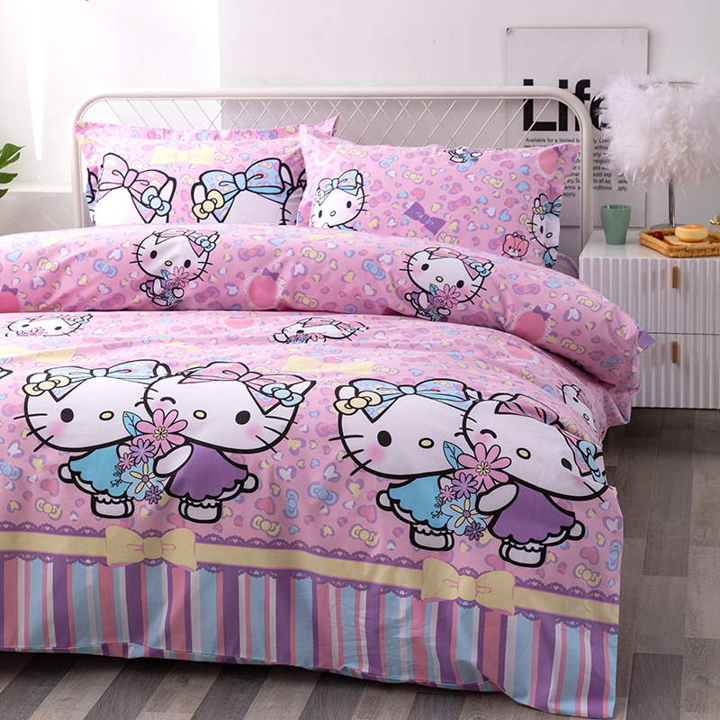 小清新纯棉四件套全棉亲肤柔软公主风少女心可爱卡通被Z套被单定