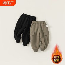 男童裤子儿c童工装裤时尚休闲裤宝宝长裤宽松女童束脚裤加绒秋冬