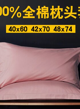 42x70亚深睡pro枕套40x60记忆棉纯棉枕头套100全U棉一对单人家用