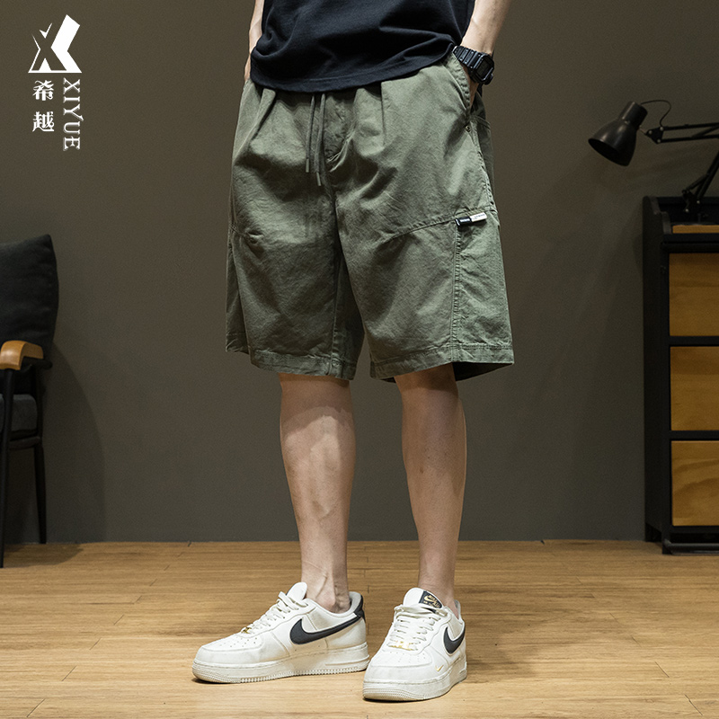 甄选优质纯棉面料 军绿色多口袋男士工装短O裤夏季宽松大码五分裤