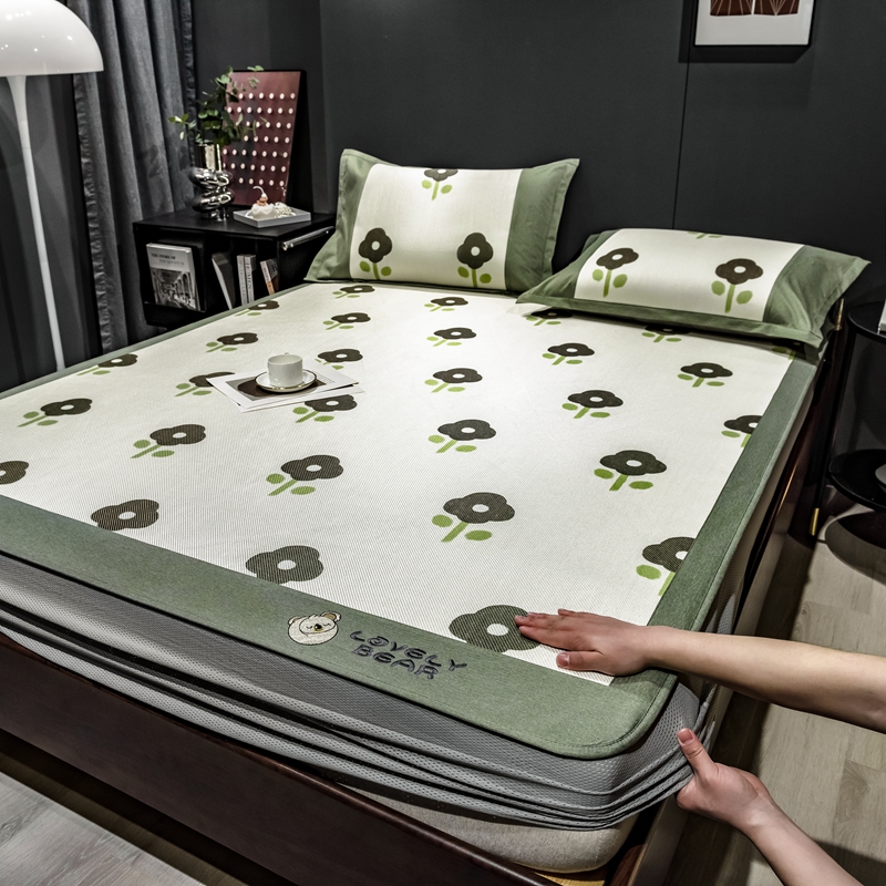 A类凉感可水洗机洗m冰丝凉席藤席三件套草席子床垫冬夏两用床笠款