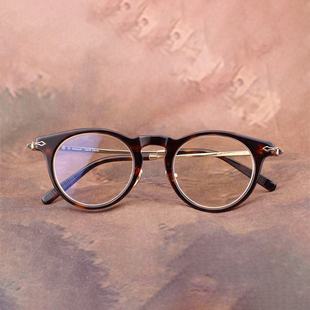 板材眼睛框全框可配近视镜个性 潮手工眼镜架钛腿轻大脸镜架男6122