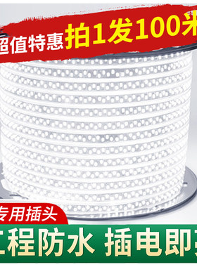 灯带led灯条超j亮工程防水户外露营氛围灯室外白光220v摆摊灯带条