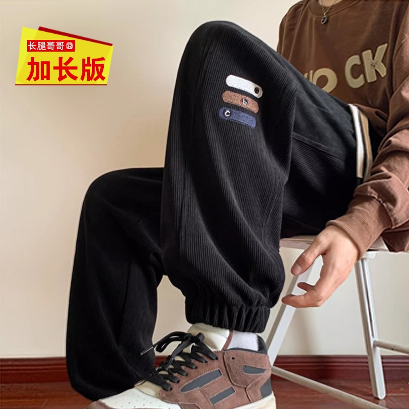 190瘦高个子加长版裤子男装休闲裤宽松束脚O运动裤春夏潮长腿哥叔