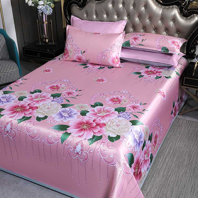 夏季冰丝凉席三件套家用可水洗夏天席F子可折叠机洗1.5米冬夏两用