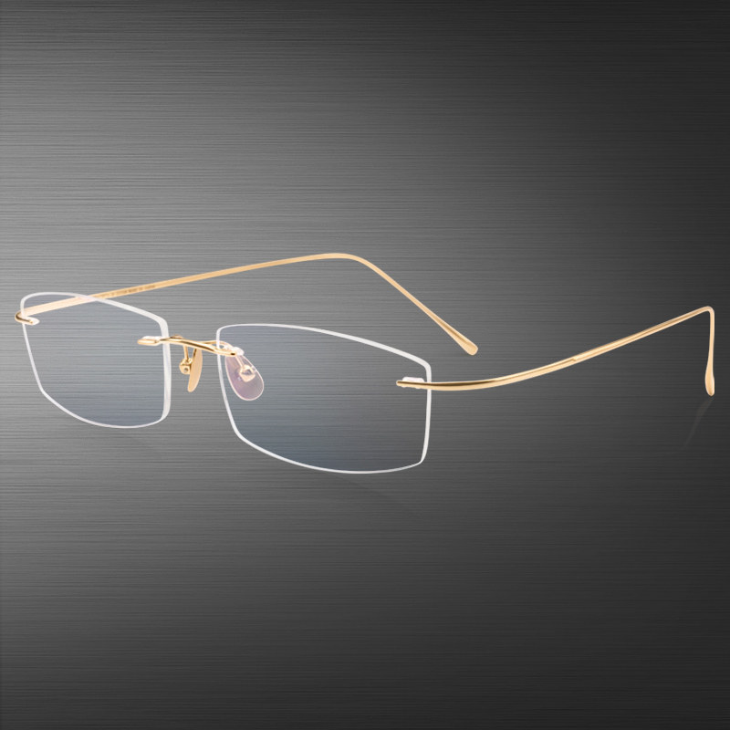 无框眼镜男纯钛 超轻不夹脸 金丝无边眼镜框变色近视眼镜商务镜架
