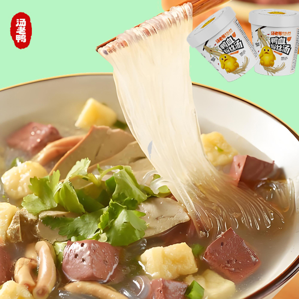 汤老鸭鸭血粉丝汤桶装老鸭汤鸭杂心鸭肠网红零食夜宵零食方便粉丝