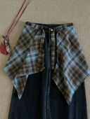 美式 复古格子屁帘女2025新款 高腰显瘦百搭A字短裙叠穿神器