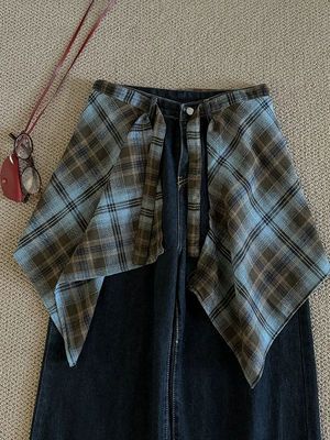 美式复古格子屁帘女2025新款高腰显瘦百搭A字短裙叠穿神器