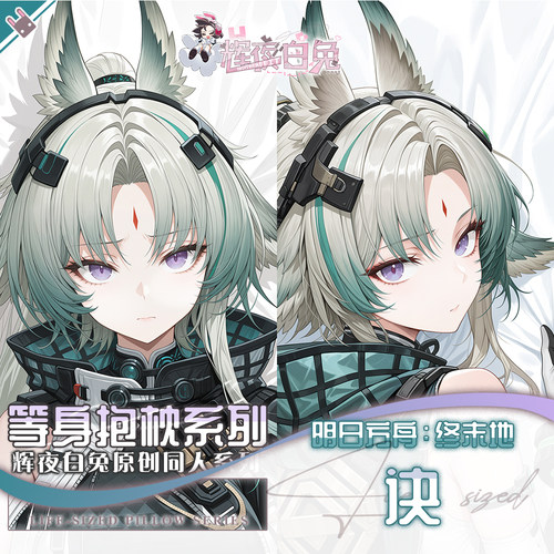辉夜白兔原创诀明日方舟终末地二次元动漫游戏周边等身定制抱枕套