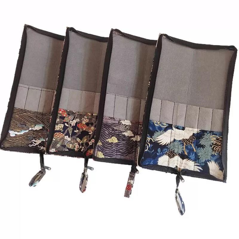 毛笔收纳笔帘中国古风高档毛笔笔袋烫金毛笔收纳笔包书法工具护笔