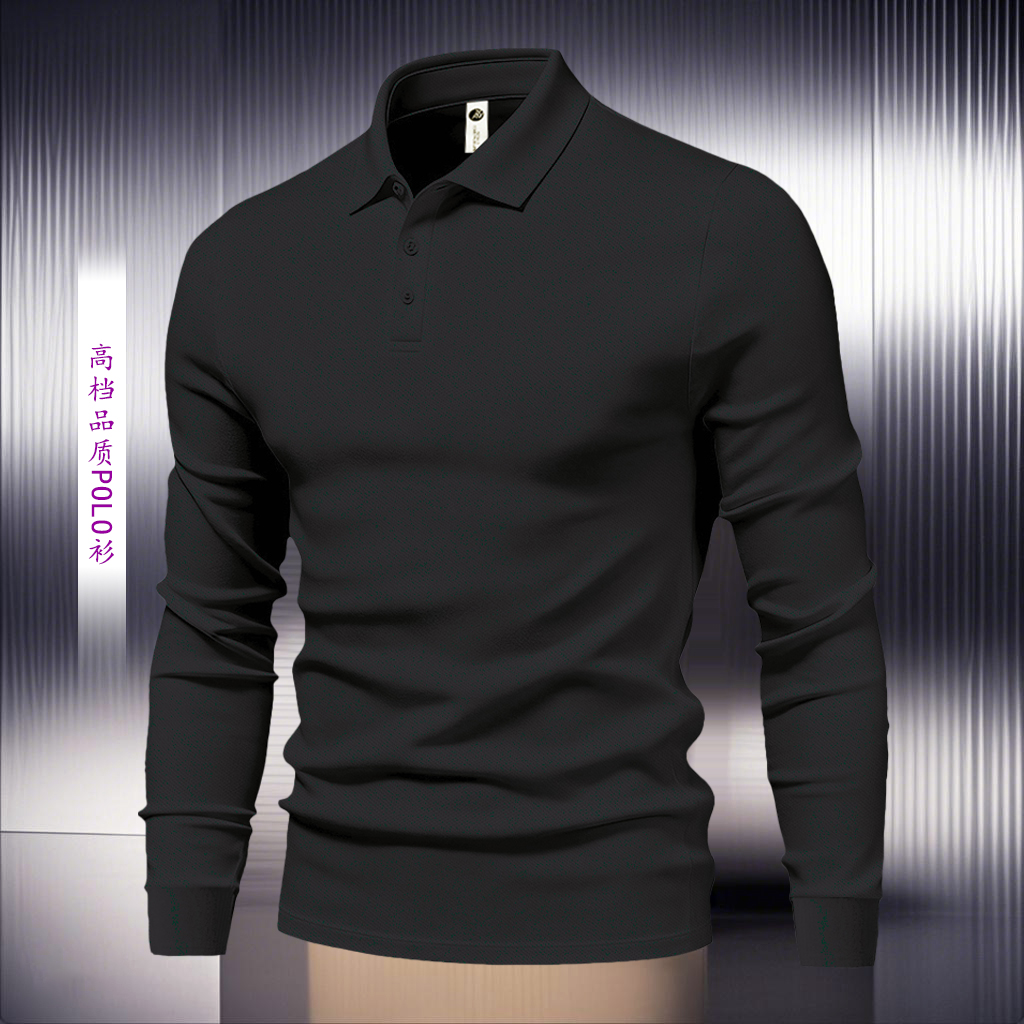 痞帅风美式复古翻领POLO衫春秋季