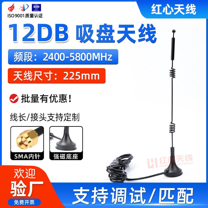 2400-5800M外置吸盘天线双频物联网模块铜阵子天线12DB高增益天线