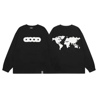 GOOO地球提花毛巾绣纯棉长袖卫衣