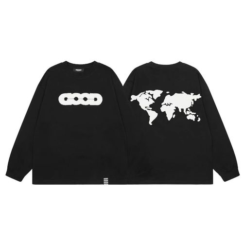 GOOO地球提花毛巾绣纯棉长袖卫衣