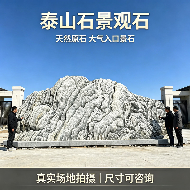 大型景观石泰山石雪浪石刻字石天然原石校园企业门牌石村牌石