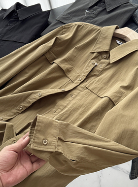 宽松工装风水洗棉质宽松休闲百搭长袖衬衫男女同款上衣S00659