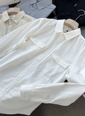 阿美咔叽风！重工装双口袋！春季男士全棉休闲翻领长袖衬衫50488