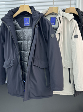 内置感应温度计！户外加厚保暖防风雨派克棉衣21869