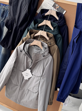 男女防风连帽外套夹克秋冬款户外山系防泼水休闲登山服情侣S00593