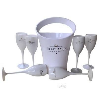 Ice Bucket and Wine Glass Acrylic Goblets champagne Glasses