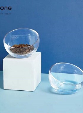 One pet supplies cat bowl glass feeding basin inclined mout