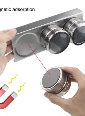 Magnetic Spice Jars Set Stainless Steel Seasoning Pepper Spi