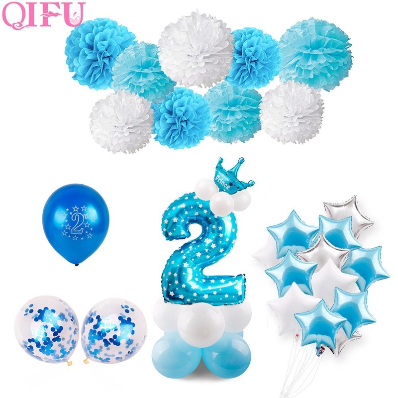 2nd Birthday Decoration Blue Boy Party Decoration Baby Showe