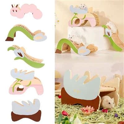 Wood Hamster Toys Platform Wooden Cage Accessories for