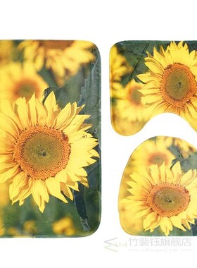 3Pcs/set Bathroom Mat Set Toilet Rug Ocean World Flannel An