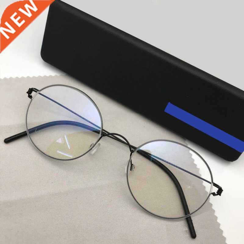 Retro Round Screwless Spectacles Titanium Glasses Frame Men