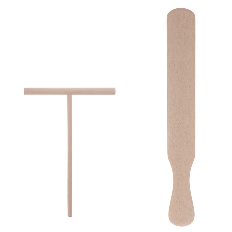 2pcs Pancake Cooking Pie Tool Chinese Wooden Crepe Maker Spr