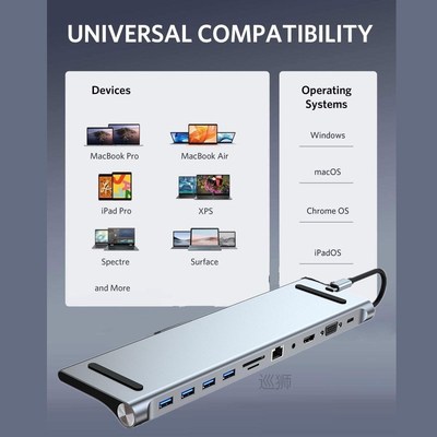 4/5/8/11-in-1 Type C Dock USB C Hub 3.0 Splitter Multiport A