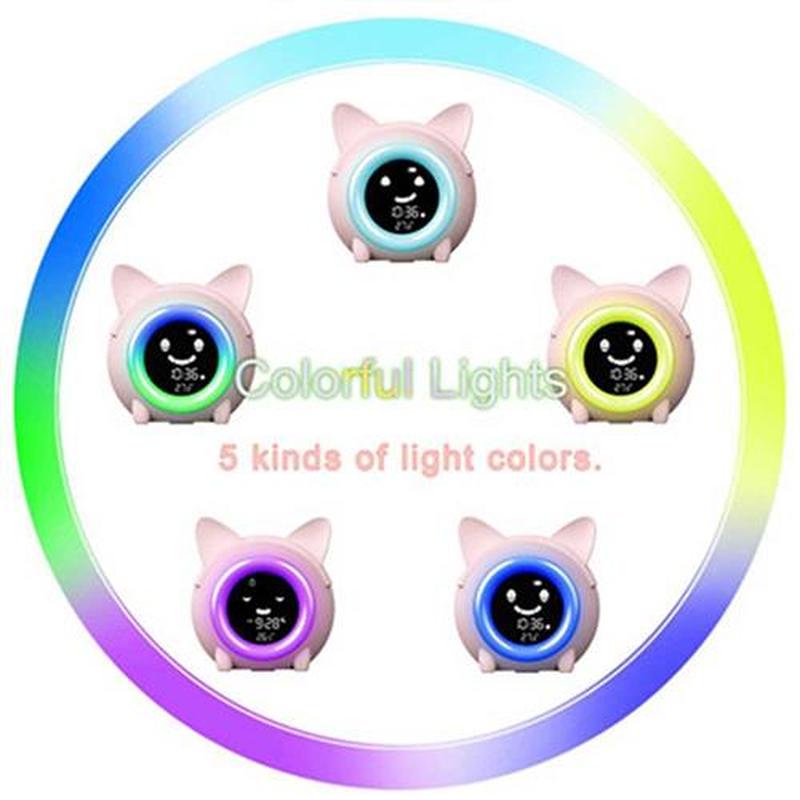 Kids Child Alarm Clock Sleep Training Clock Colorful Night L
