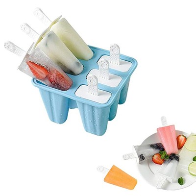 6 Pieces Popsicle Mold Silicone BPA Free IcePop Form Molds R
