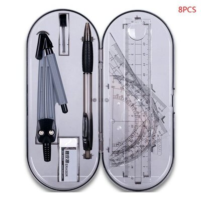 8pcs/set Portable Precision Geometry Protractor Drawing Comp