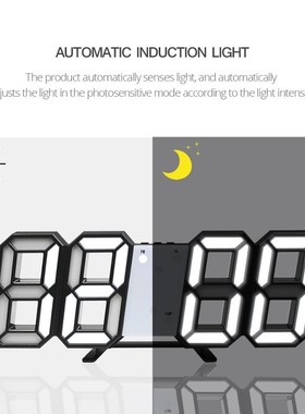 3D USB Wall lamp LED Digital Clock light Electronic Desk Tab