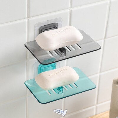 Bathroom Shower Soap Box Dish Storage Plate Tray Holder Tran
