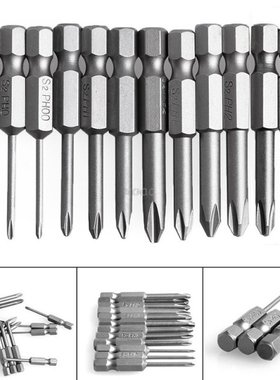 12Pcs 50mm 1/4 Inch Hex Shank Magnetic Phillips Cross Screwd