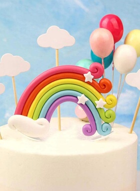 Rainbow Cake Topper Happy Birthday Coloful Party Cake