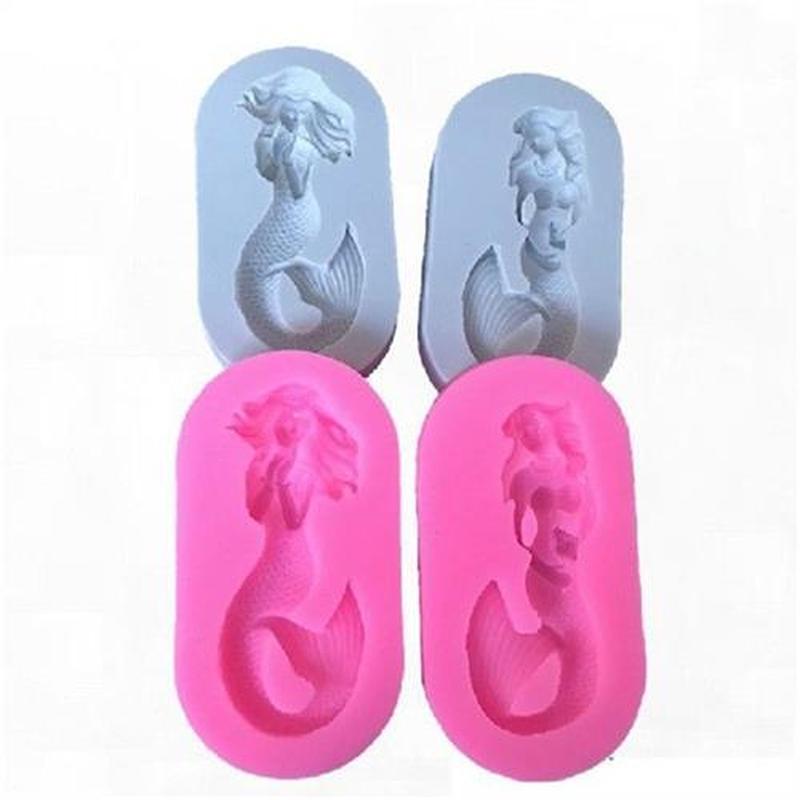 2pcs 3D Mermaid Silicone Rubber Flexible Food Safe Mould